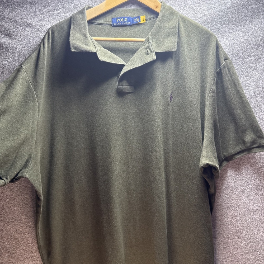 Polo Ralph Lauren Mens Army Green Purple Pony Logo Polo Shirt 2XL 710565916001